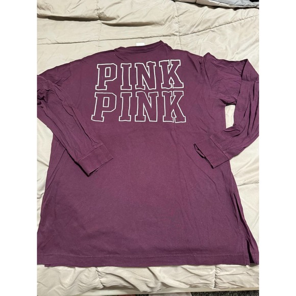 PINK Burgundy long sleeve shirt size Large - Picture 4 of 4